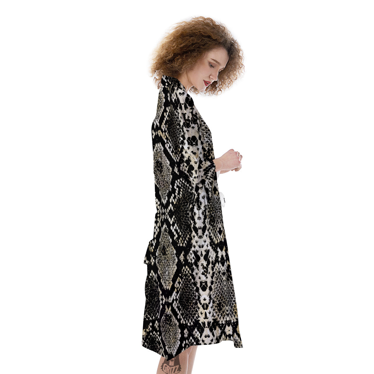 Watercolor Abstract Snake Animal Skin Print Kimono-grizzshop