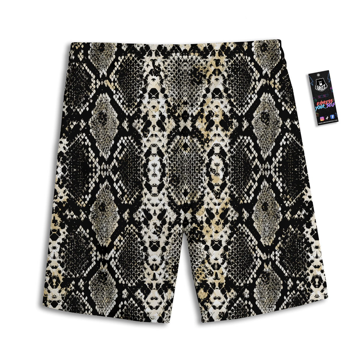 Watercolor Abstract Snake Animal Skin Print Men's Athletic Shorts