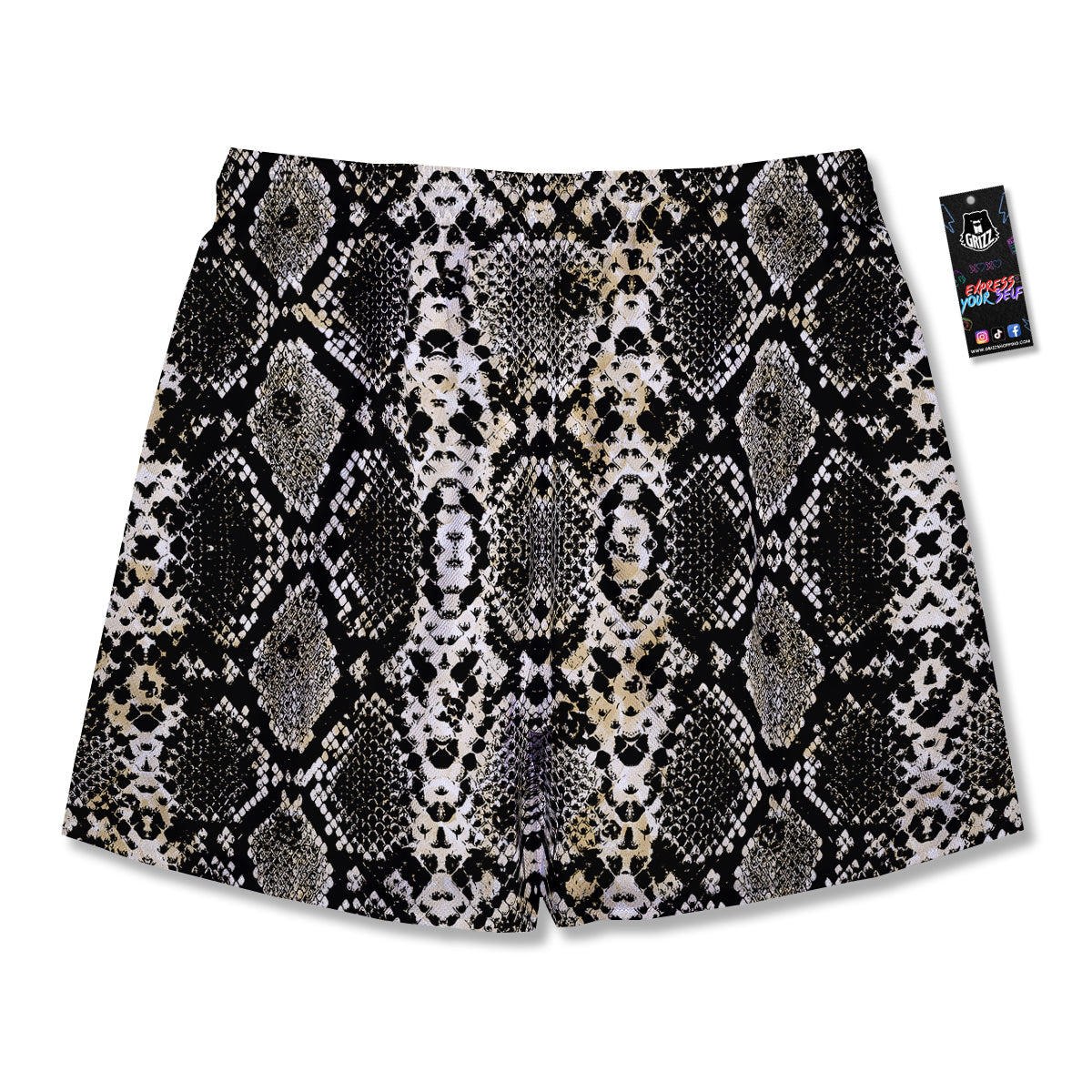 Watercolor Abstract Snake Animal Skin Print Men's Running Shorts-grizzshop