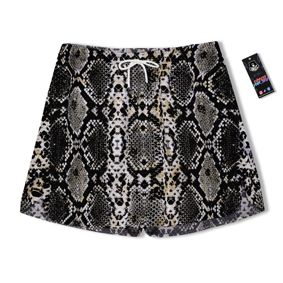 Watercolor Abstract Snake Animal Skin Print Men's Running Shorts-grizzshop