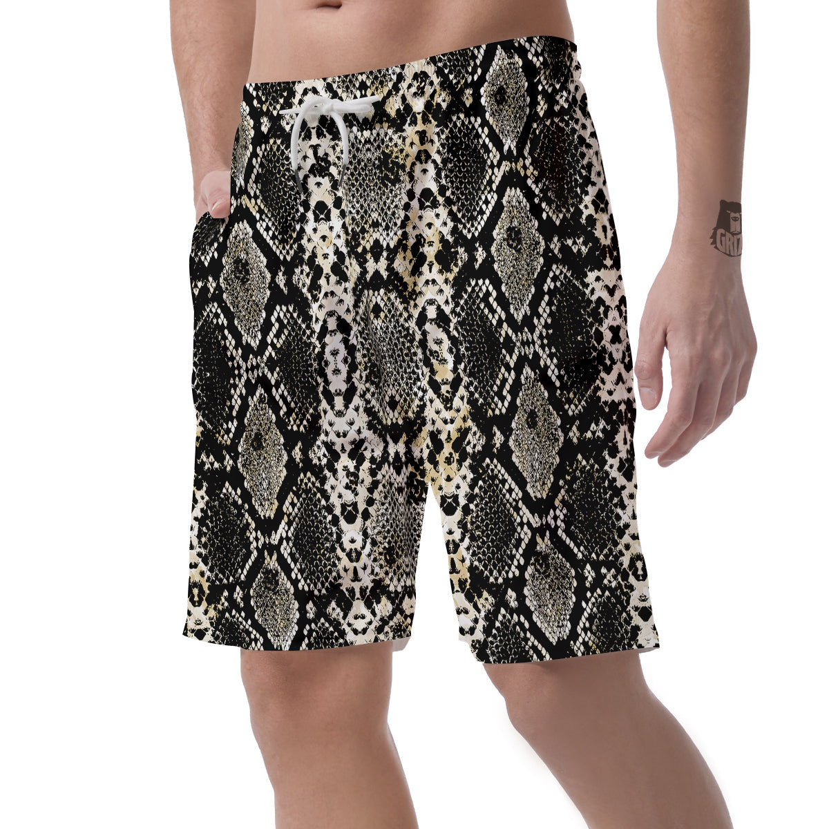 Watercolor Abstract Snake Animal Skin Print Men's Shorts-grizzshop