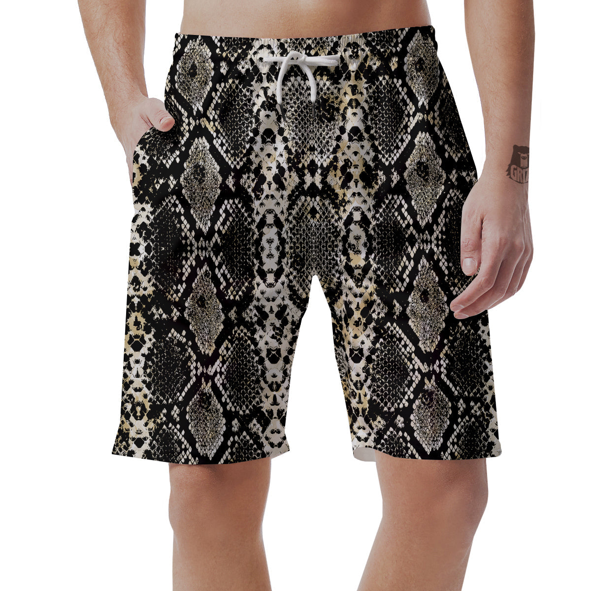 Watercolor Abstract Snake Animal Skin Print Men's Shorts-grizzshop