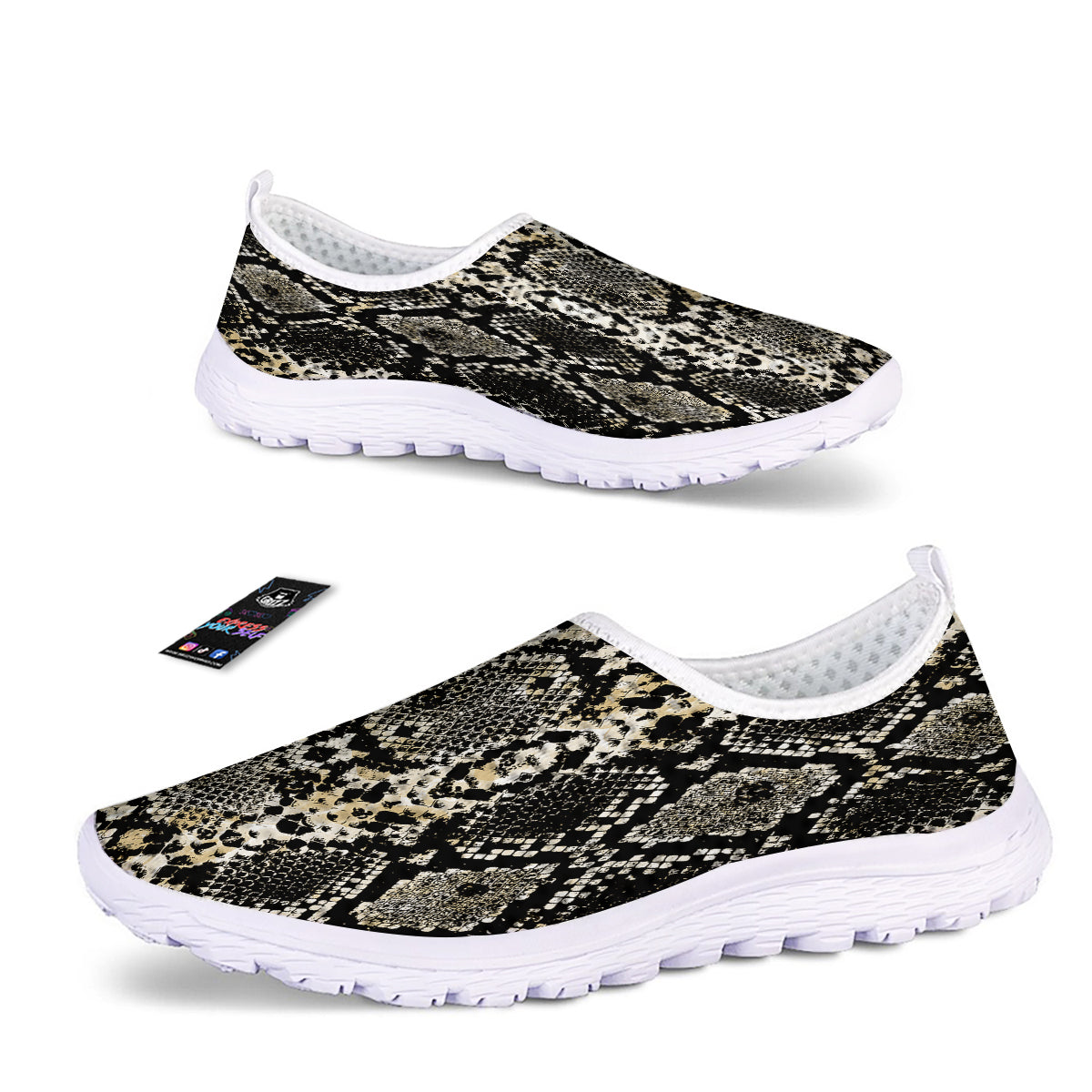 Watercolor Abstract Snake Animal Skin Print Nurse Shoes-grizzshop