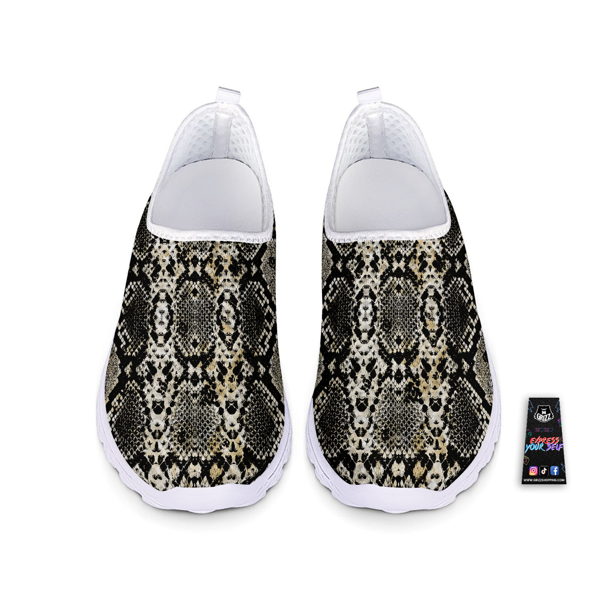 Watercolor Abstract Snake Animal Skin Print Nurse Shoes-grizzshop
