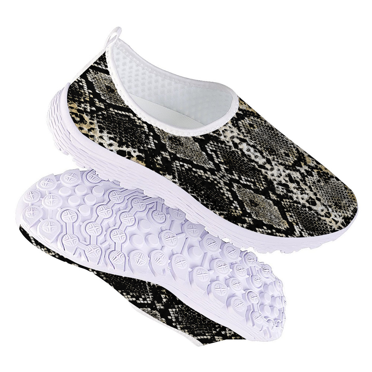 Watercolor Abstract Snake Animal Skin Print Nurse Shoes-grizzshop