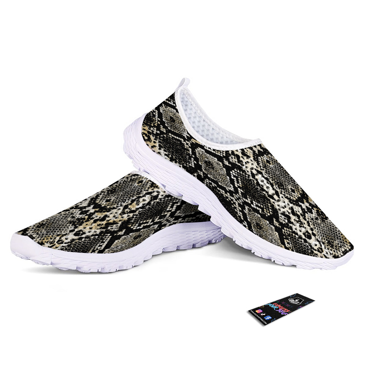 Watercolor Abstract Snake Animal Skin Print Nurse Shoes-grizzshop