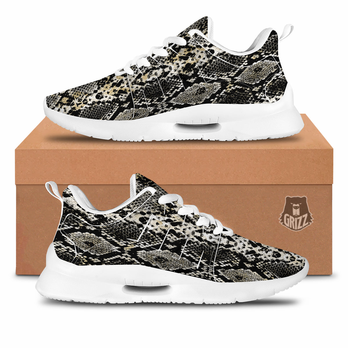 Watercolor Abstract Snake Animal Skin Print Tennis Shoes-grizzshop