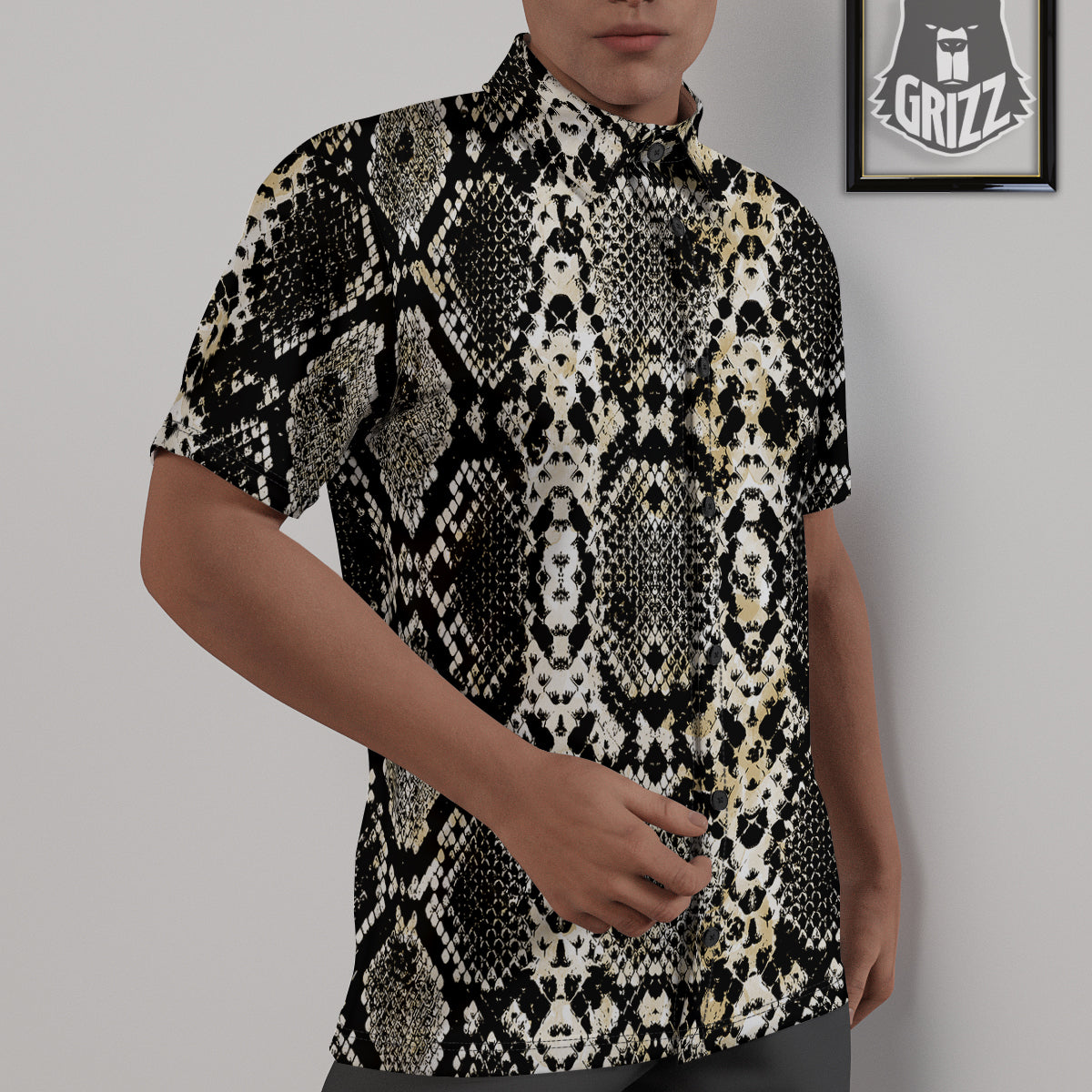 Watercolor Abstract Snake Animal Skin Print Untucked Shirts-grizzshop