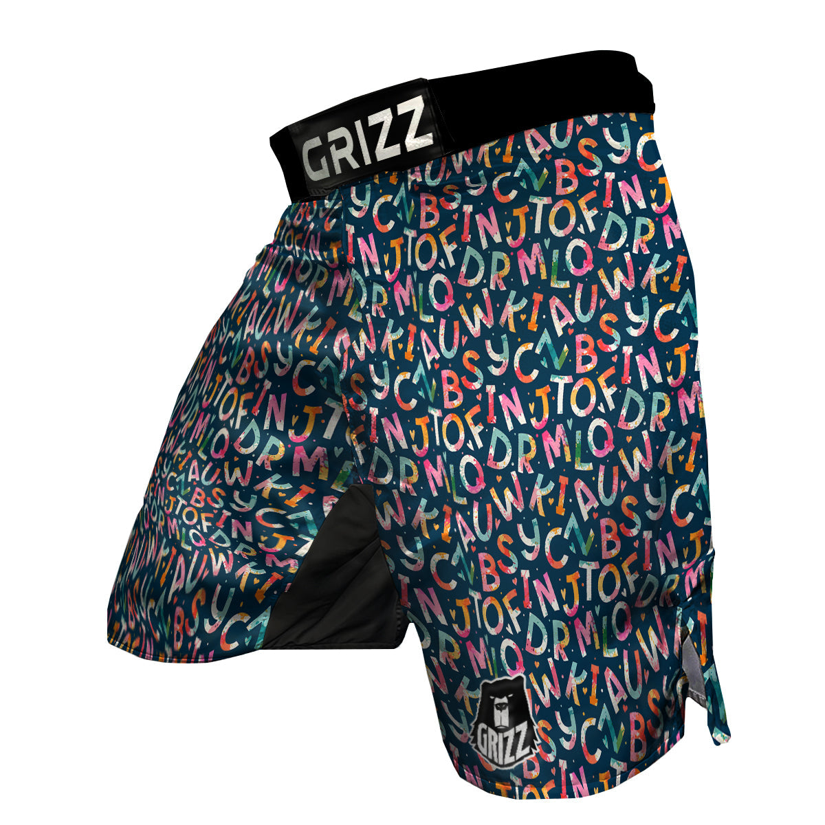 Watercolor Alphabet Print Pattern MMA Shorts-grizzshop