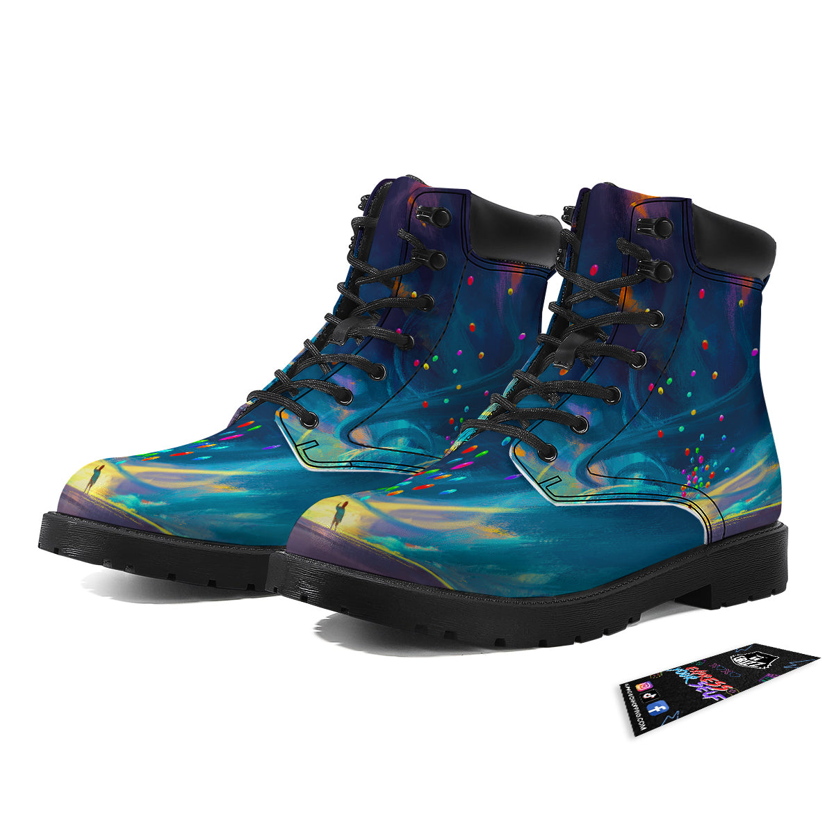 Watercolor Balloons And Storm Print Boots-grizzshop