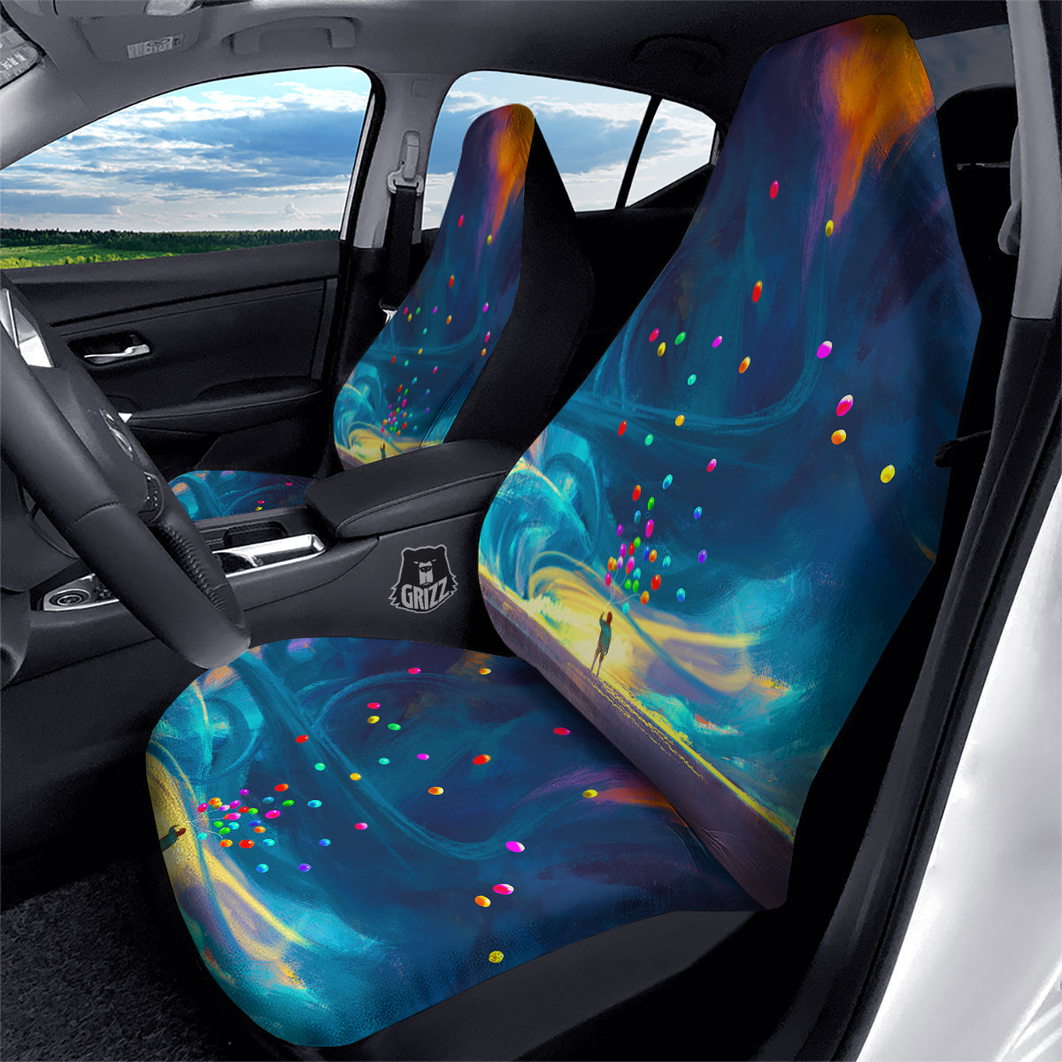 Watercolor Balloons And Storm Print Car Seat Covers-grizzshop