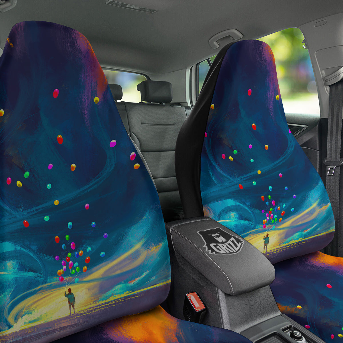 Watercolor Balloons And Storm Print Car Seat Covers-grizzshop