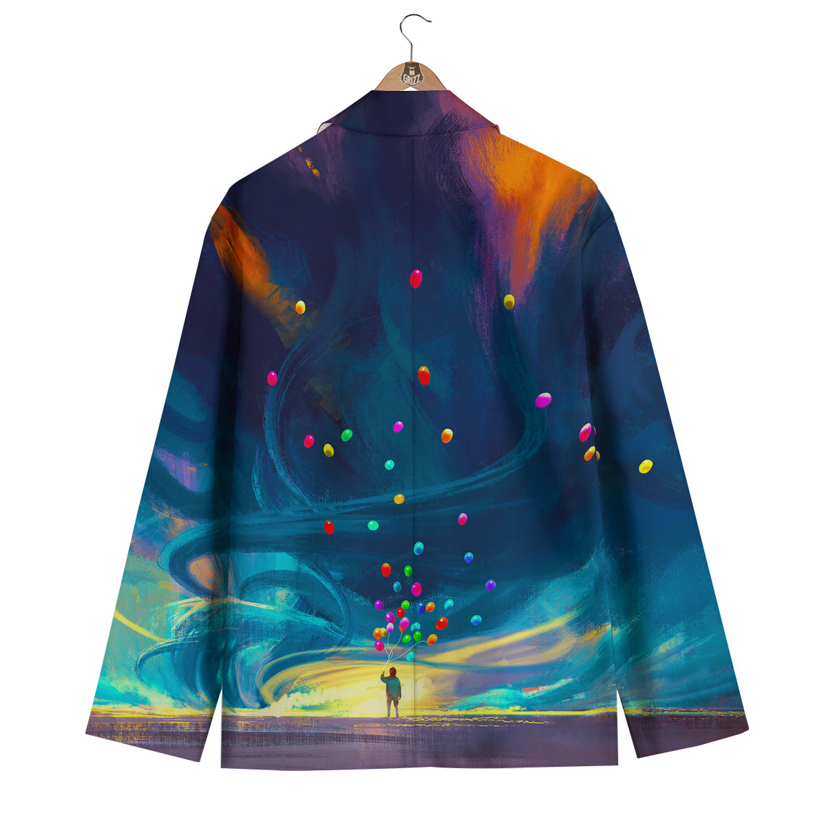 Watercolor Balloons And Storm Print Men's Blazer-grizzshop