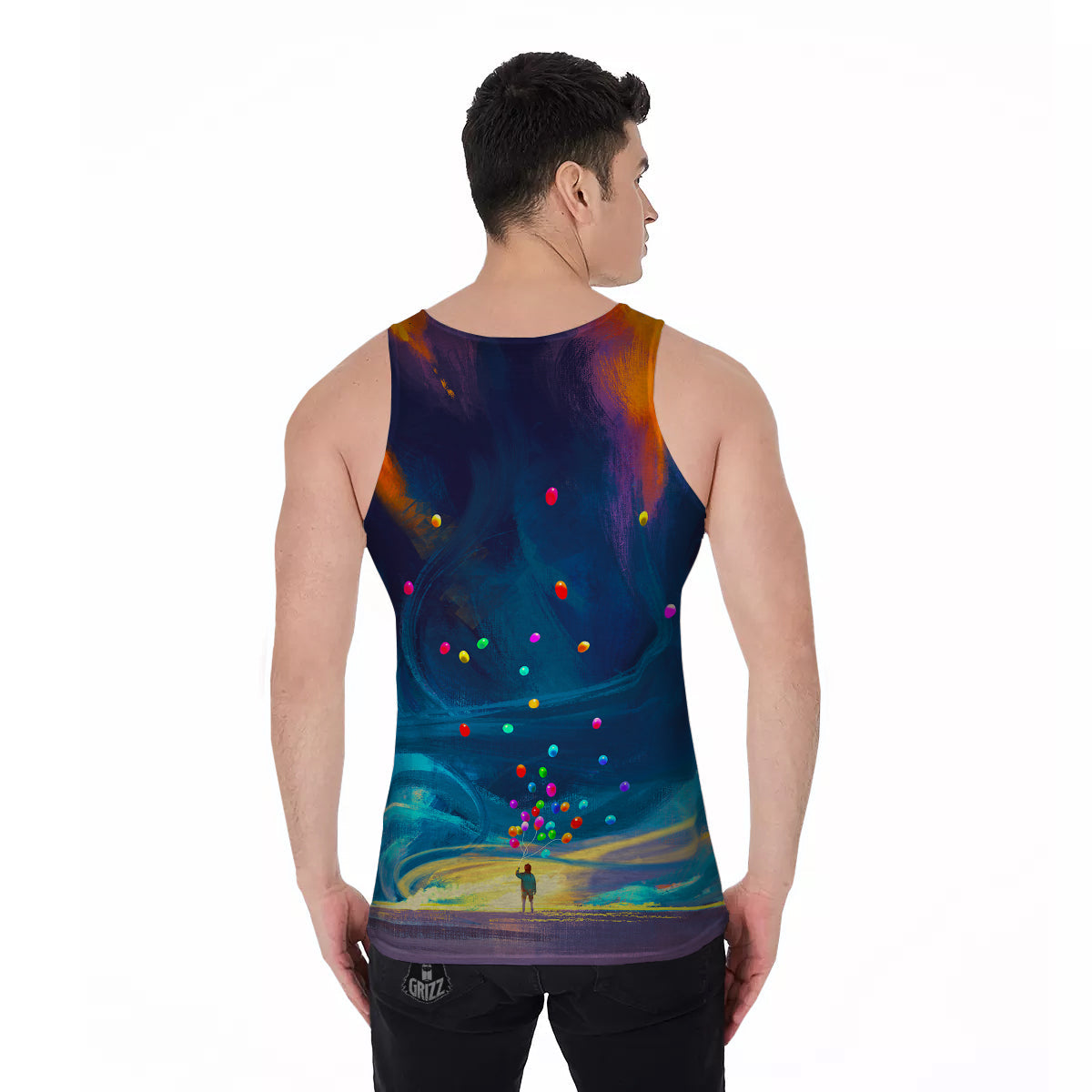 Watercolor Balloons And Storm Print Men's Tank Top-grizzshop