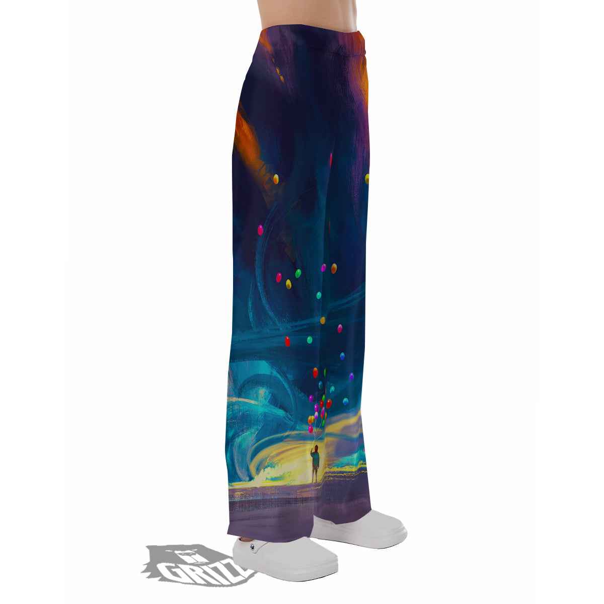 Watercolor Balloons And Storm Print Pajama Pants-grizzshop