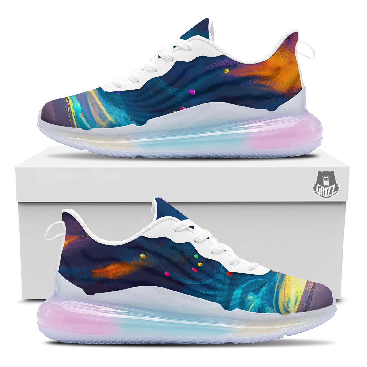 Watercolor Balloons And Storm Print Running Sneakers-grizzshop