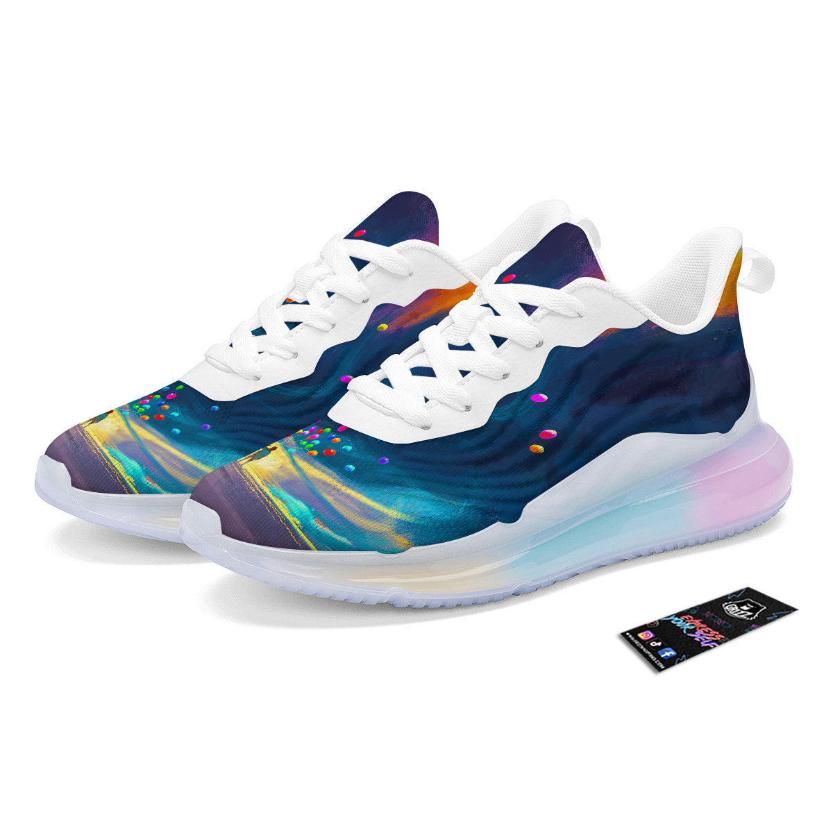 Watercolor Balloons And Storm Print Running Sneakers-grizzshop