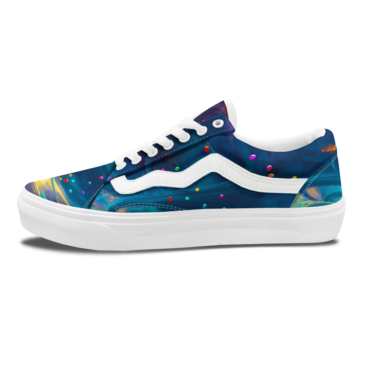 Watercolor Balloons And Storm Print Skate Shoes-grizzshop