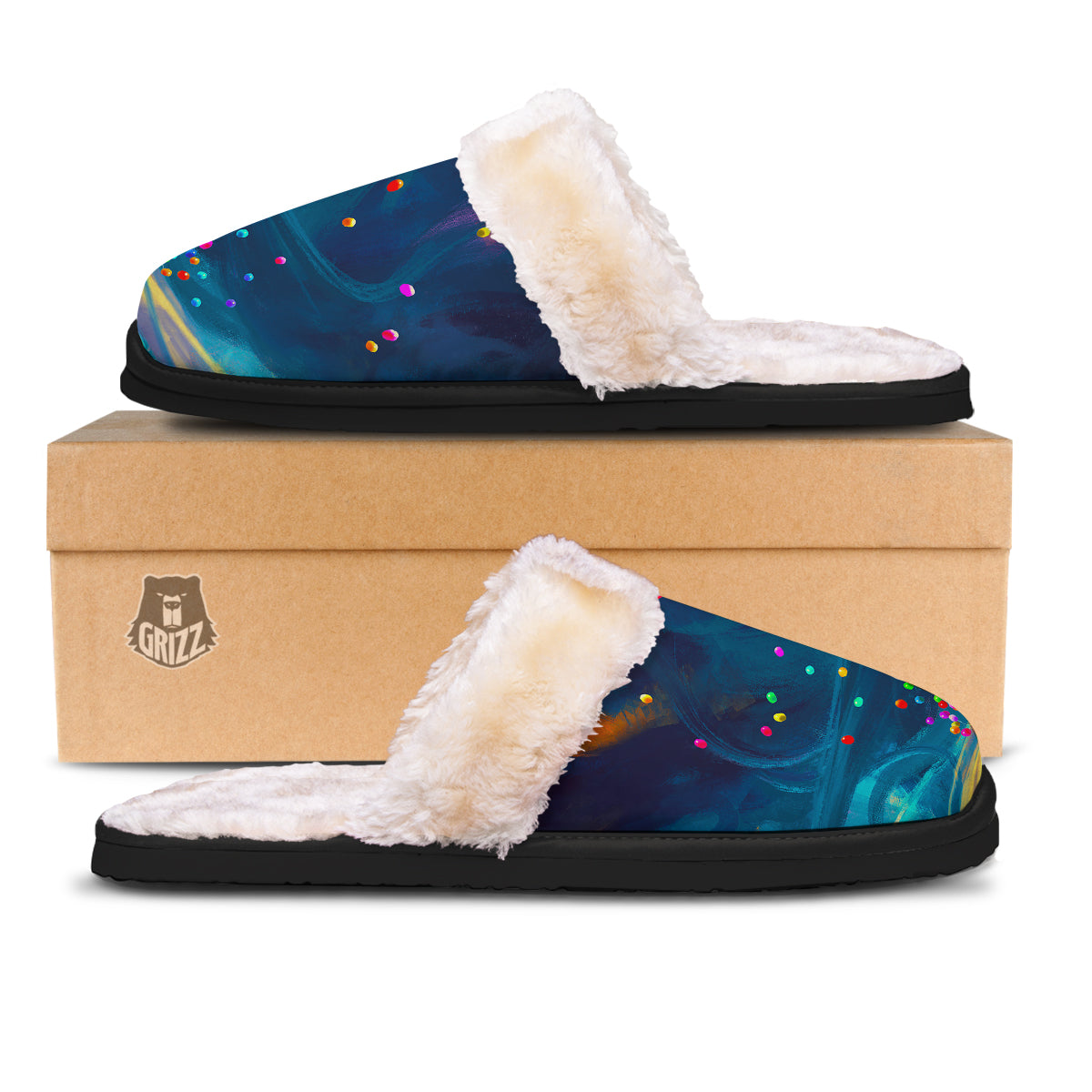Watercolor Balloons And Storm Print Slippers-grizzshop