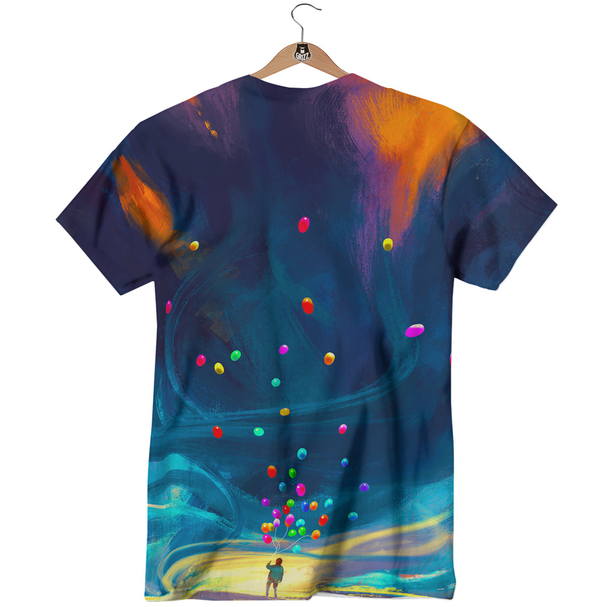 Watercolor Balloons And Storm Print T-Shirt-grizzshop