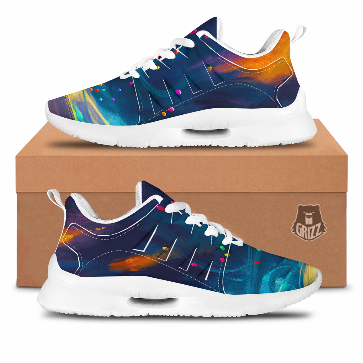 Watercolor Balloons And Storm Print Tennis Shoes-grizzshop