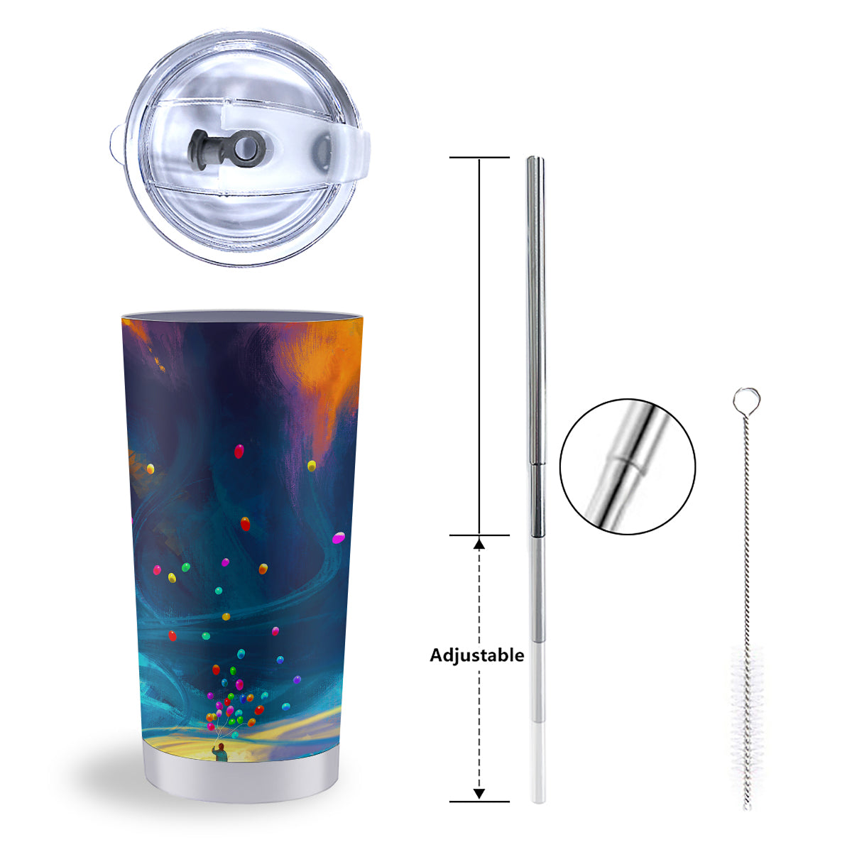 Watercolor Balloons And Storm Print Tumbler-grizzshop