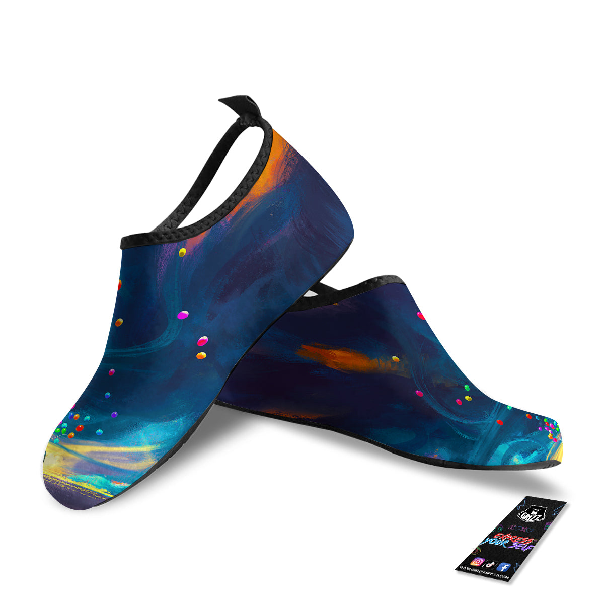 Watercolor Balloons And Storm Print Water Shoes-grizzshop