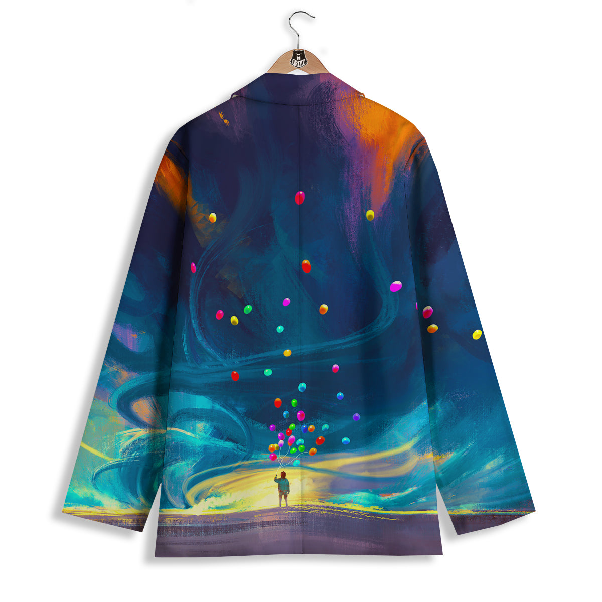 Watercolor Balloons And Storm Print Women's Blazer-grizzshop