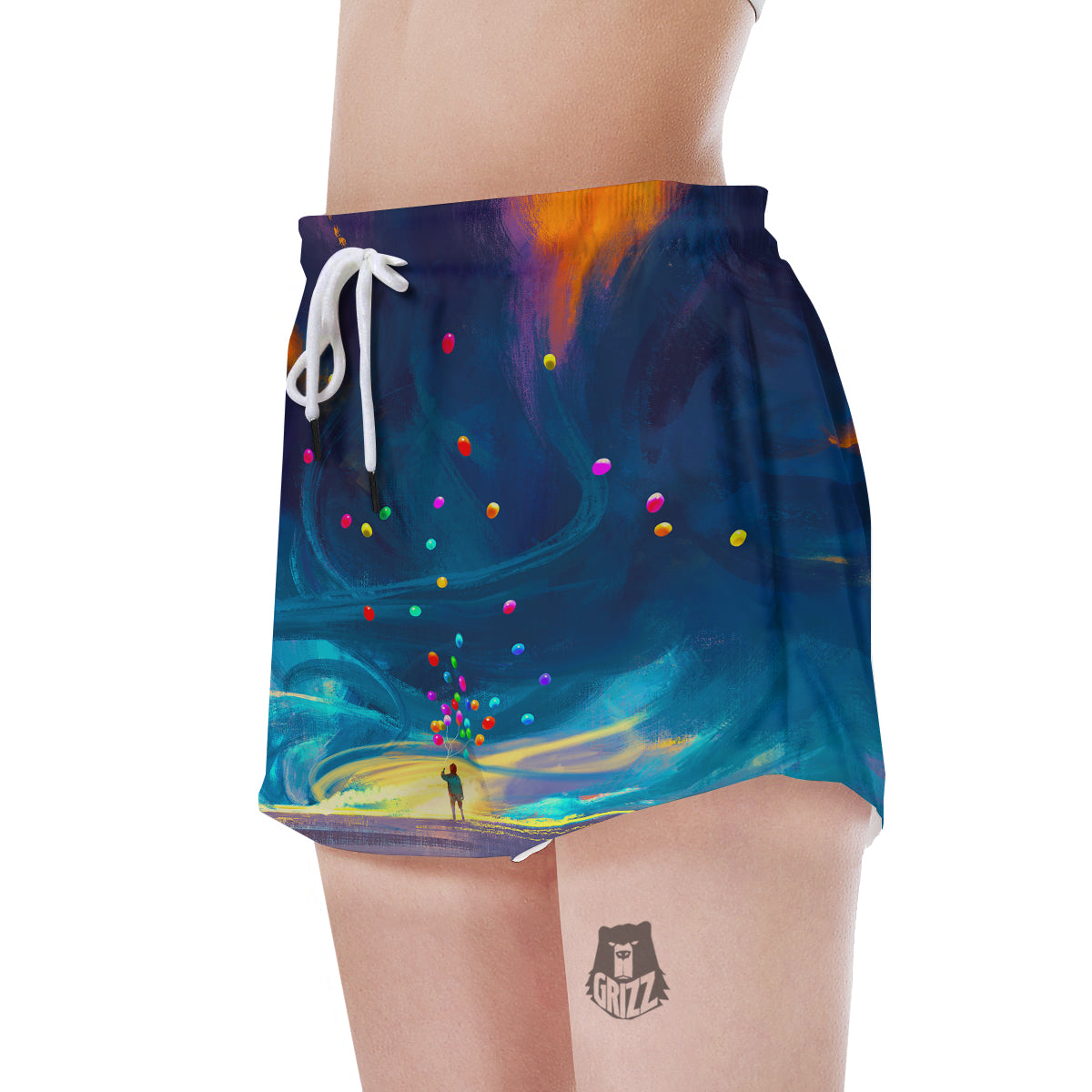 Watercolor Balloons And Storm Print Women's Shorts-grizzshop