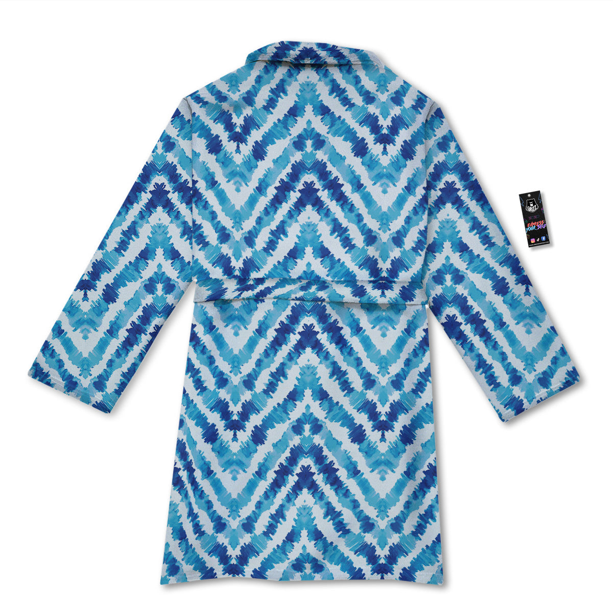 Watercolor Blue Zigzag Print Pattern Bathrobe-grizzshop