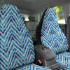 Watercolor Blue Zigzag Print Pattern Car Seat Covers-grizzshop