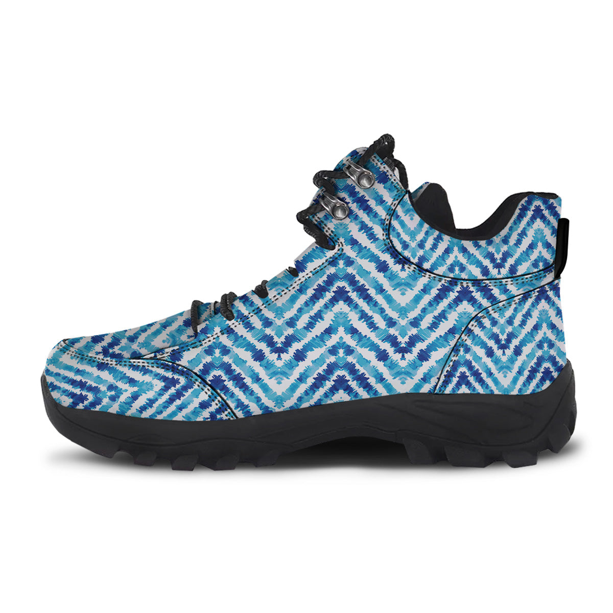 Watercolor Blue Zigzag Print Pattern Hiking Shoes-grizzshop