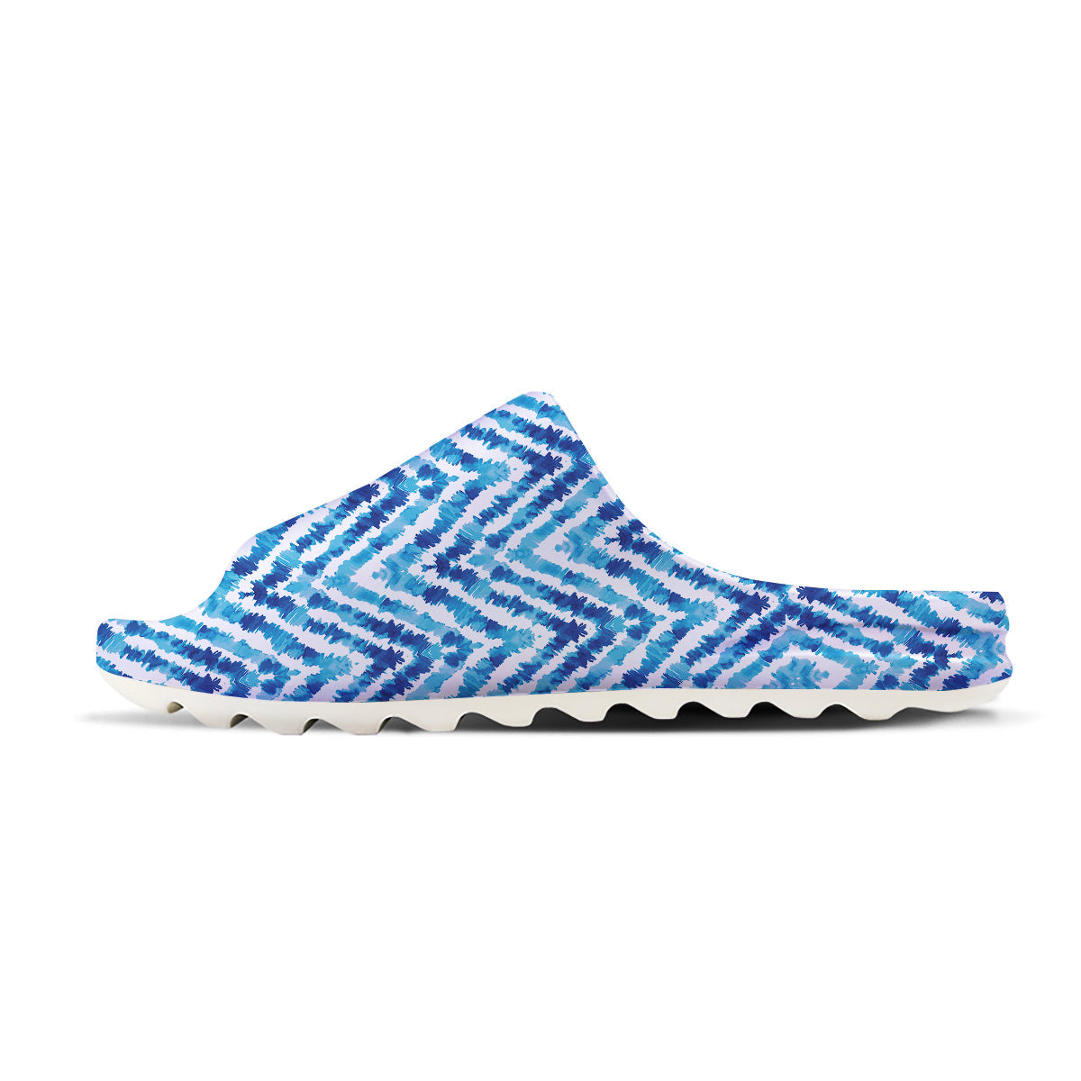 Watercolor Blue Zigzag Print Pattern Sandals-grizzshop