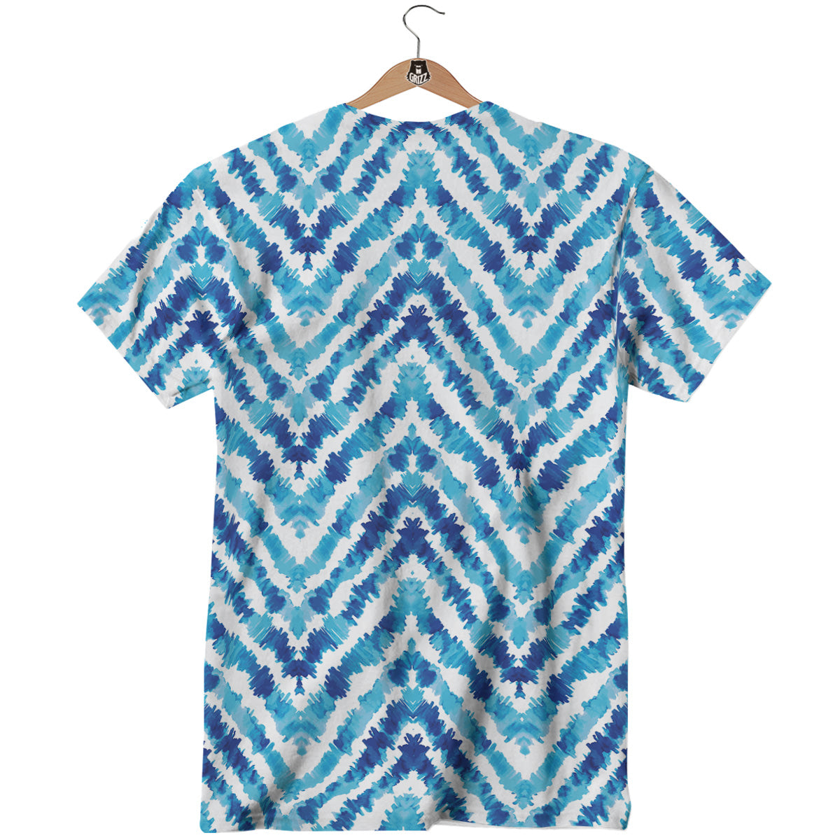 Watercolor Blue Zigzag Print Pattern T-Shirt-grizzshop