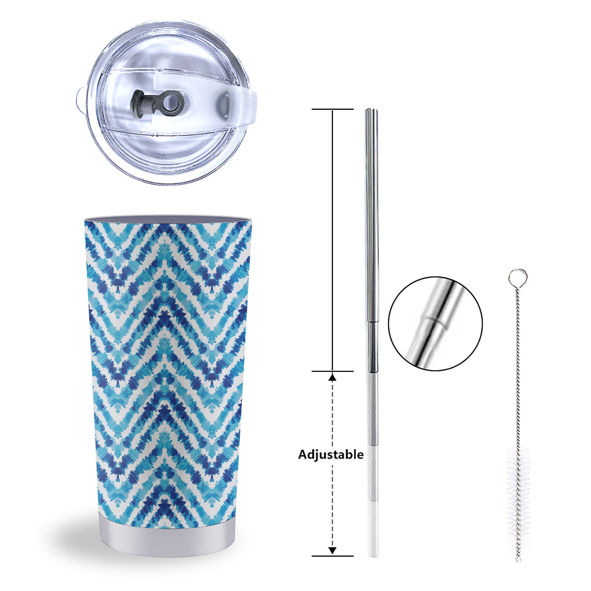 Watercolor Blue Zigzag Print Pattern Tumbler-grizzshop