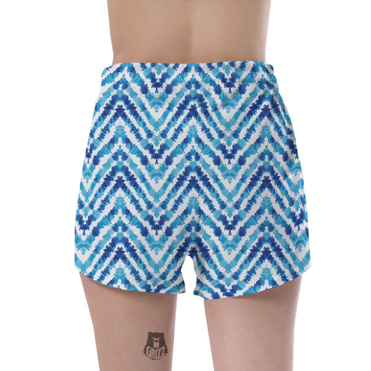 Watercolor Blue Zigzag Print Pattern Women's Shorts-grizzshop
