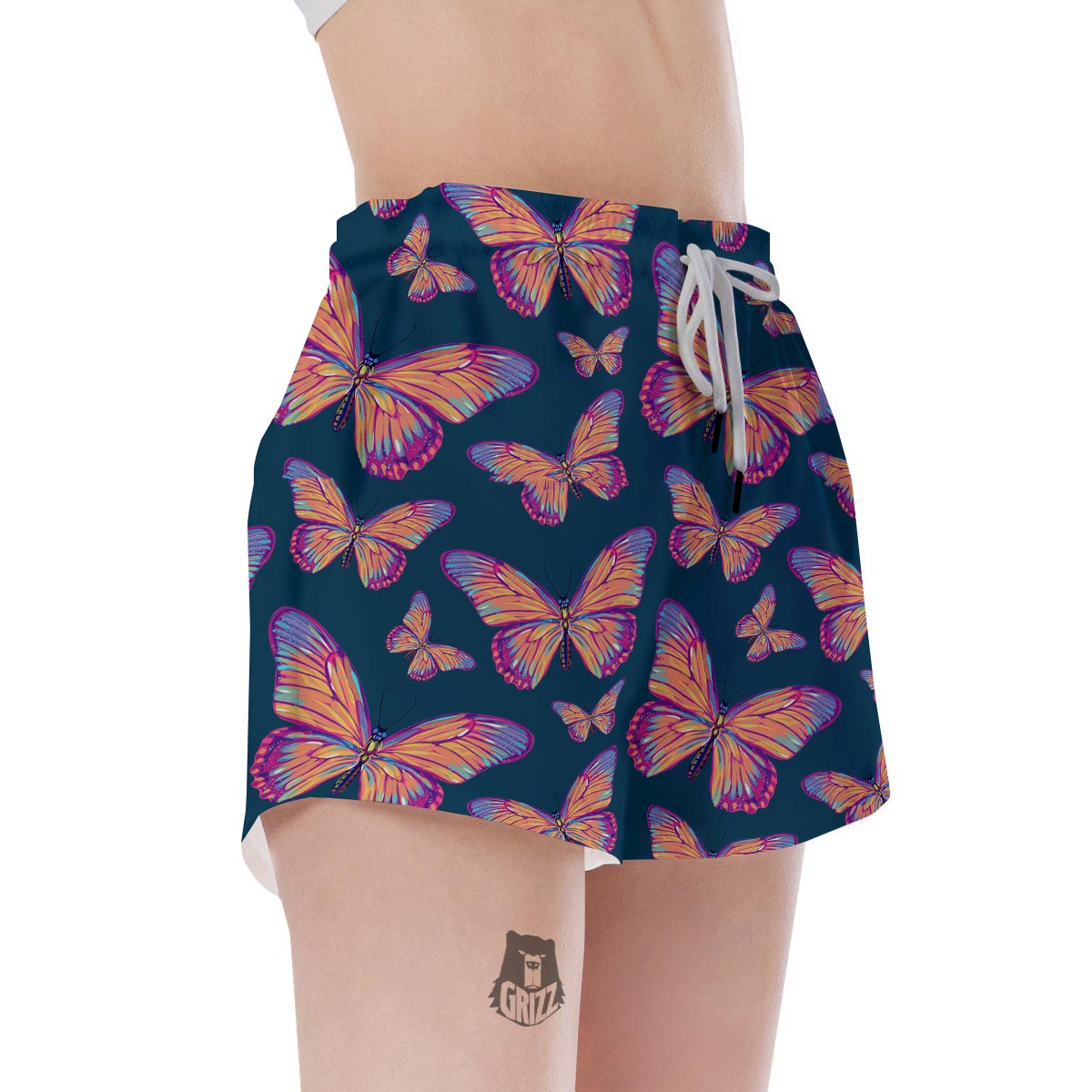 Watercolor Butterfly Print Women's Shorts-grizzshop