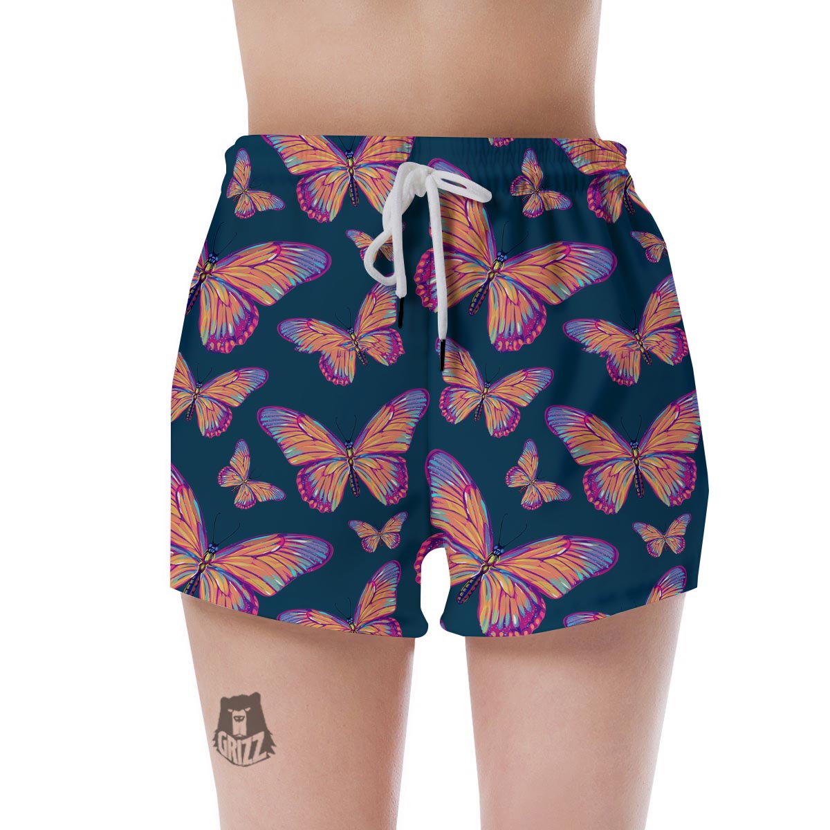 Watercolor Butterfly Print Women's Shorts-grizzshop