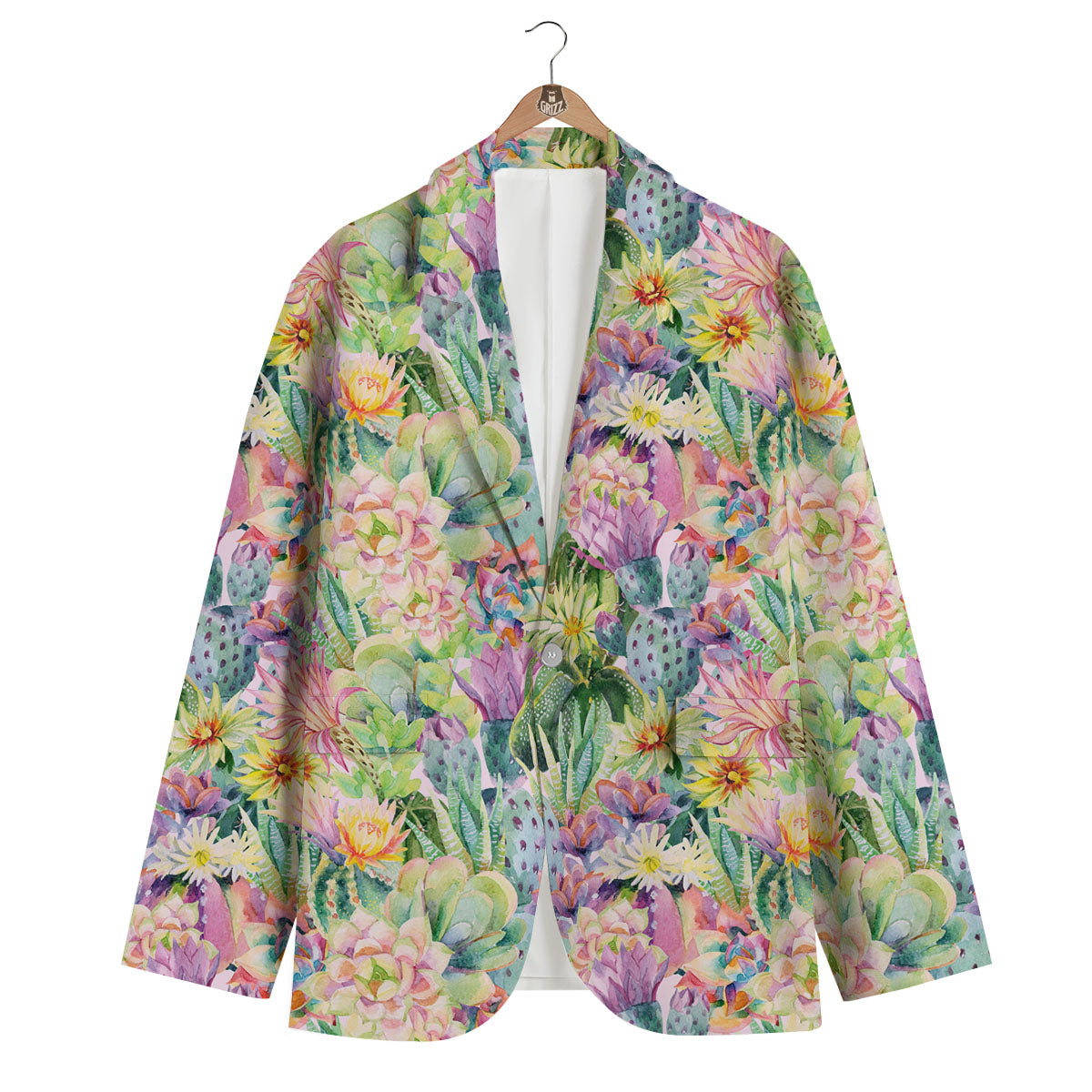 Watercolor Cactus Men's Blazer-grizzshop