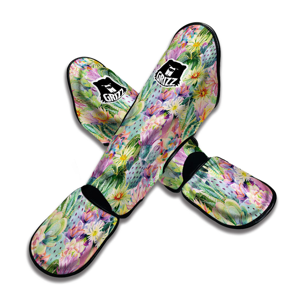 Watercolor Cactus Muay Thai Shin Guards-grizzshop