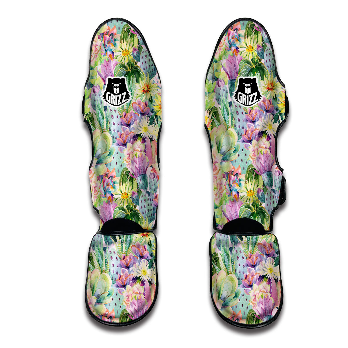 Watercolor Cactus Muay Thai Shin Guards-grizzshop