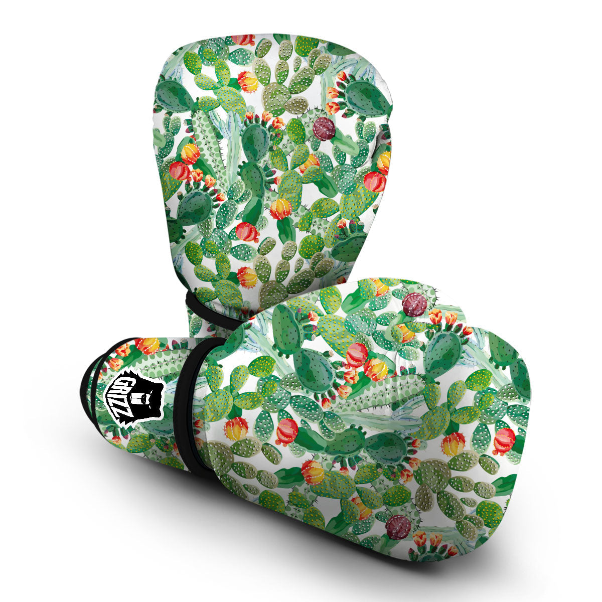 Watercolor Cactus Print Boxing Gloves-grizzshop