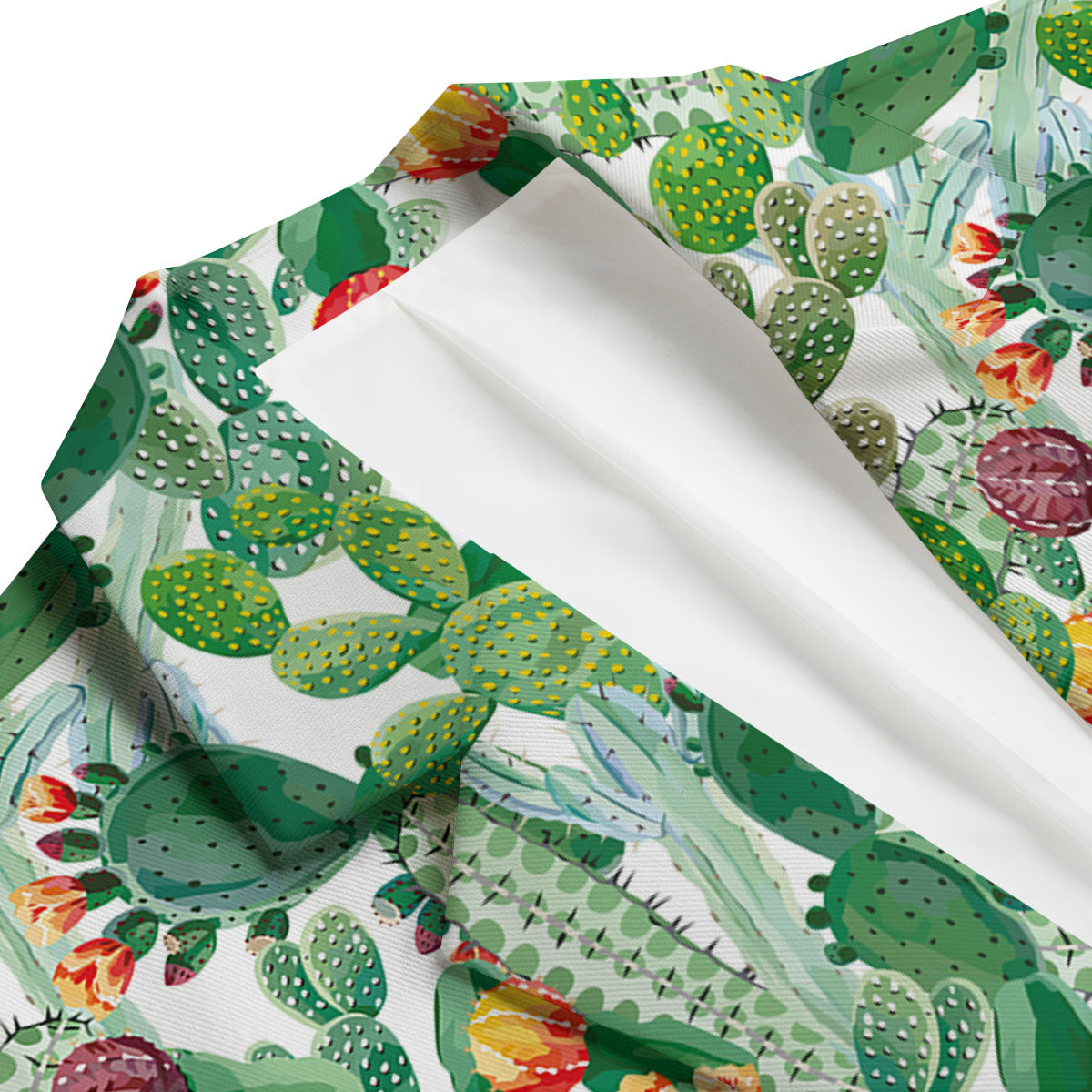 Watercolor Cactus Print Men's Blazer-grizzshop