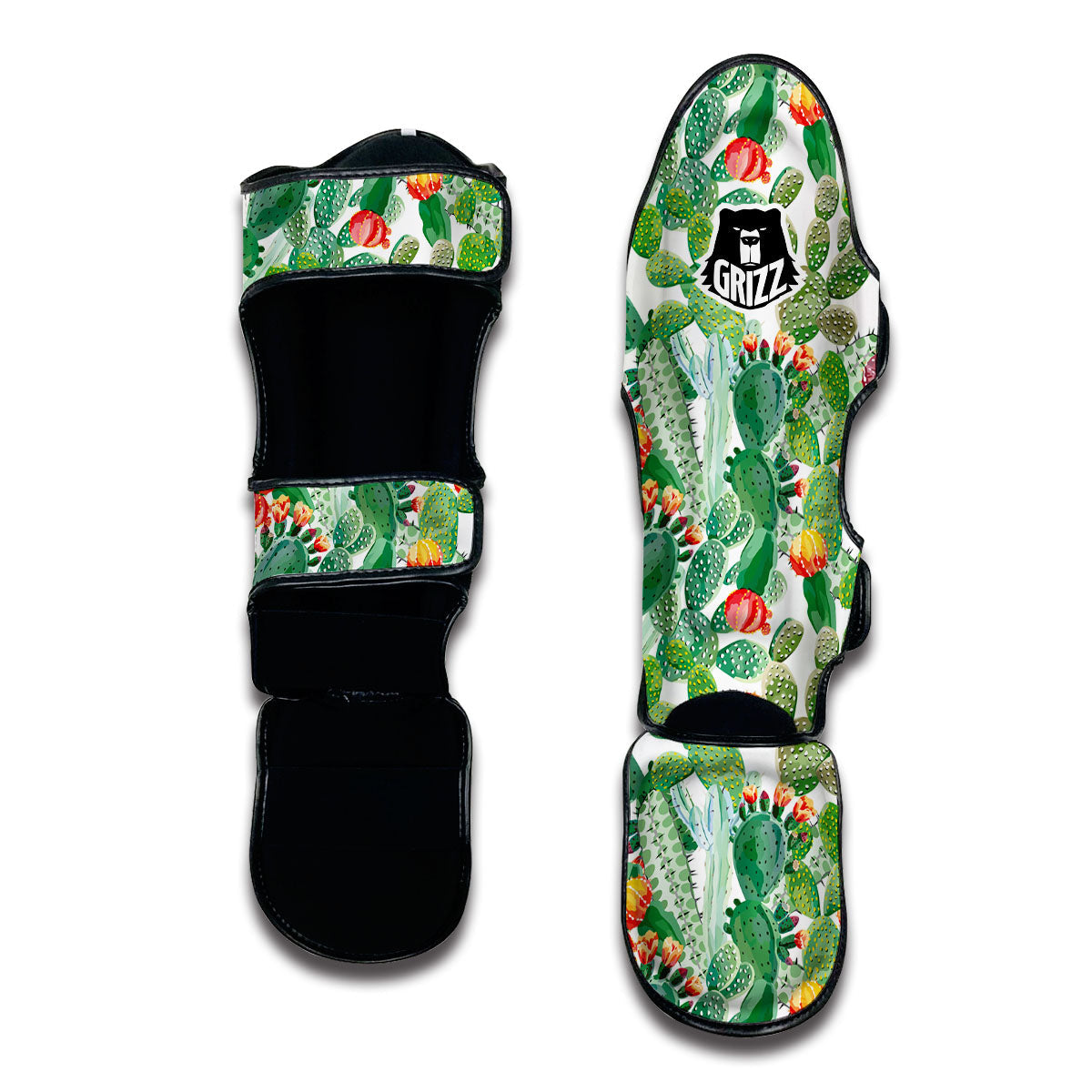 Watercolor Cactus Print Muay Thai Shin Guards-grizzshop