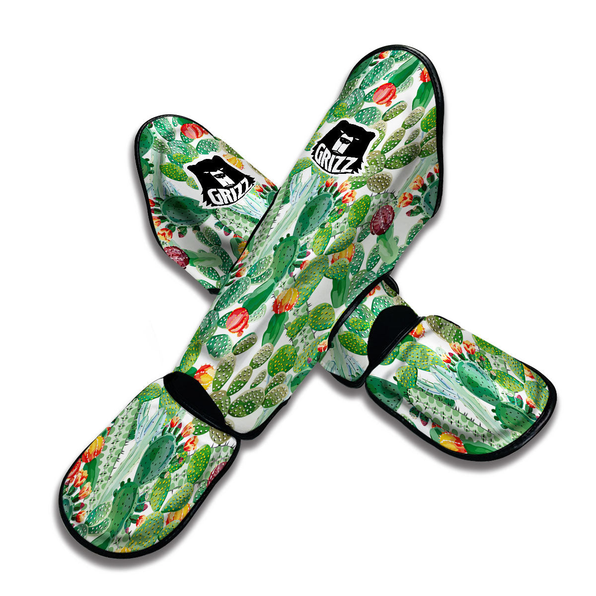 Watercolor Cactus Print Muay Thai Shin Guards-grizzshop