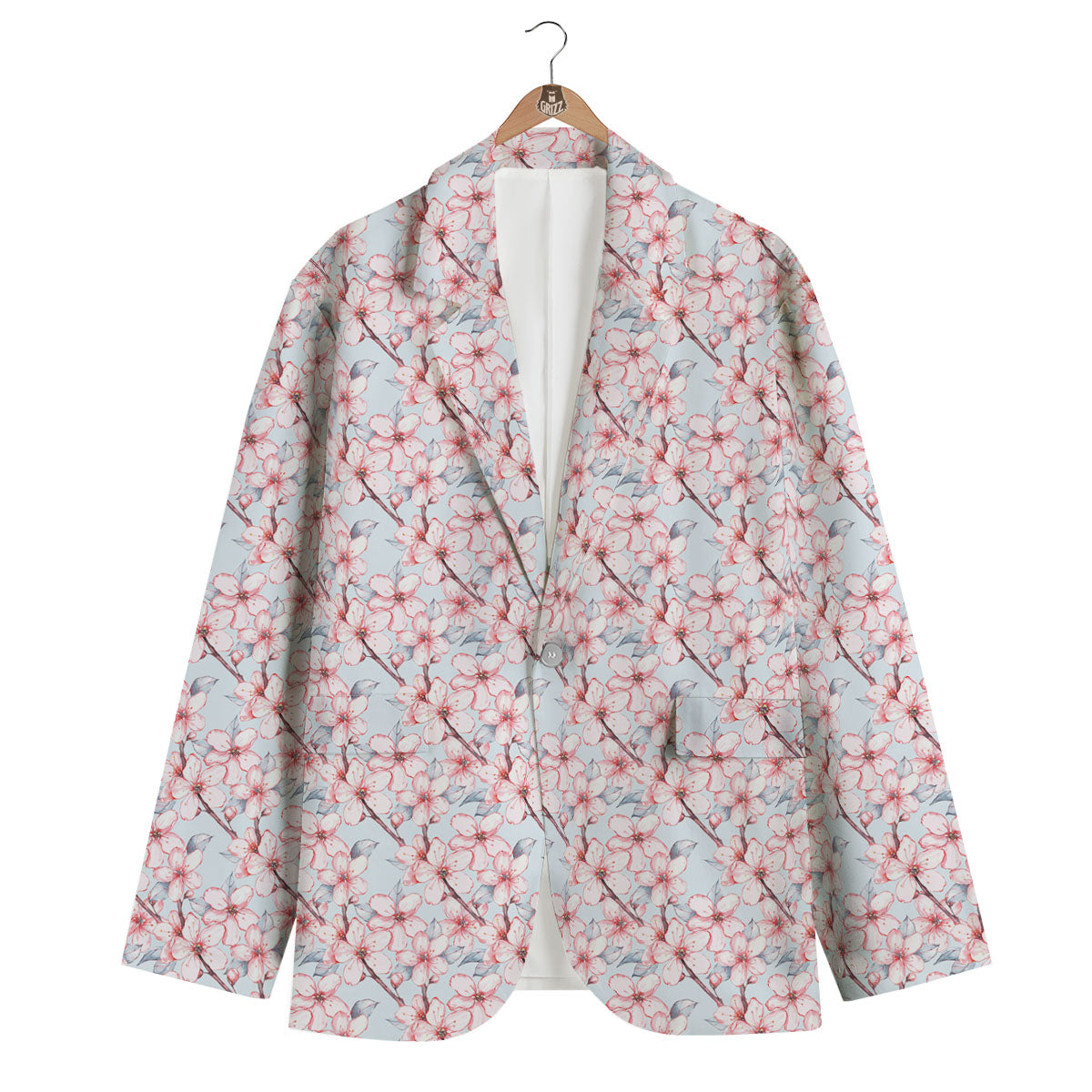 Watercolor Cherry Blossom Men's Blazer-grizzshop
