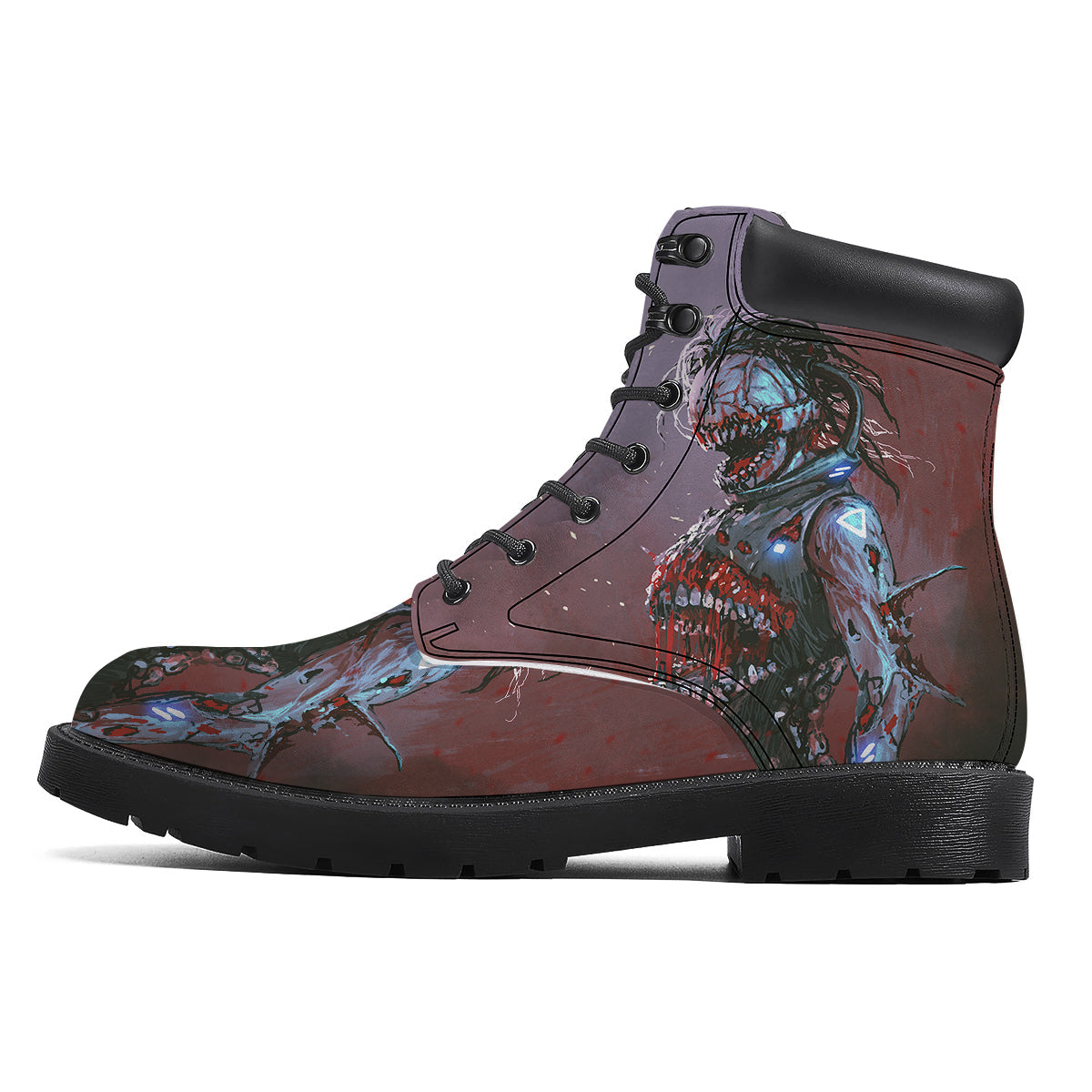 Watercolor Creepy Monsters Open Mouth Print Boots-grizzshop