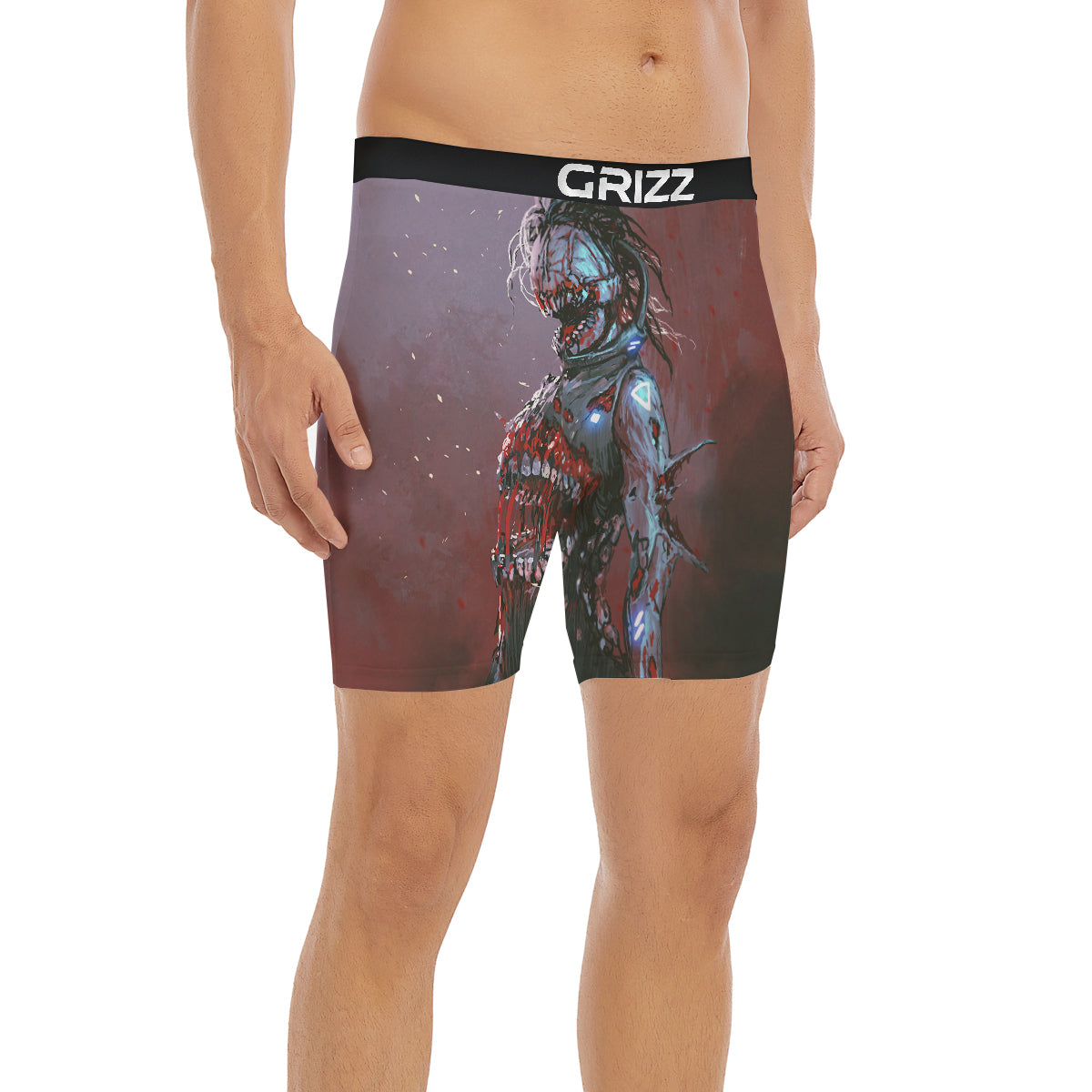 Watercolor Creepy Monsters Open Mouth Print Boxer Briefs-grizzshop