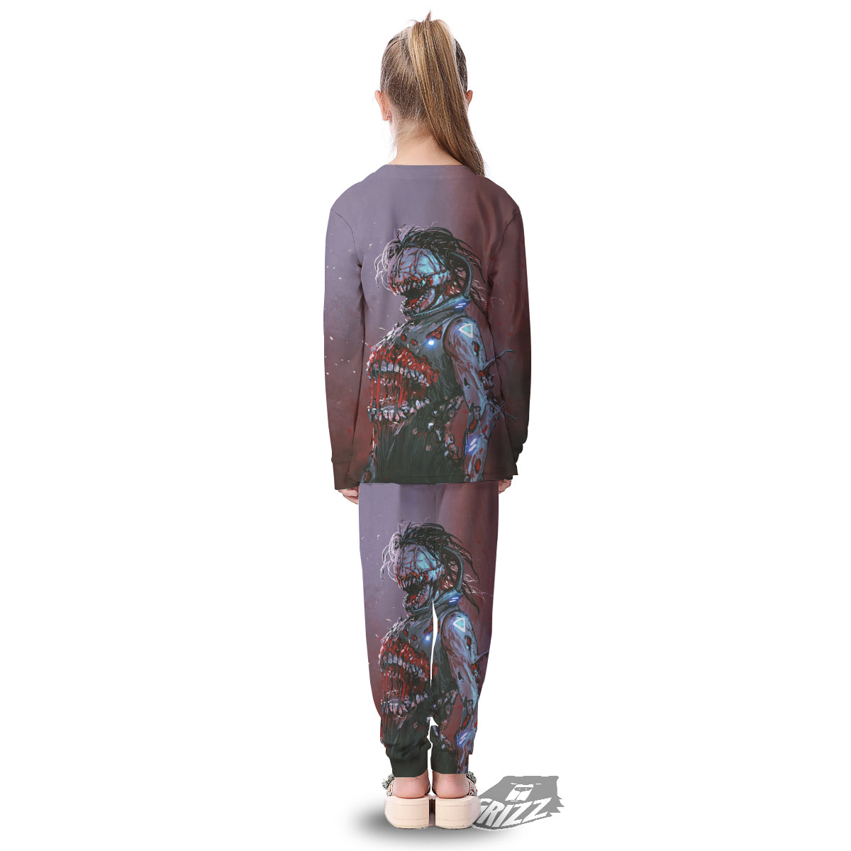 Watercolor Creepy Monsters Open Mouth Print Kid's Pajamas-grizzshop