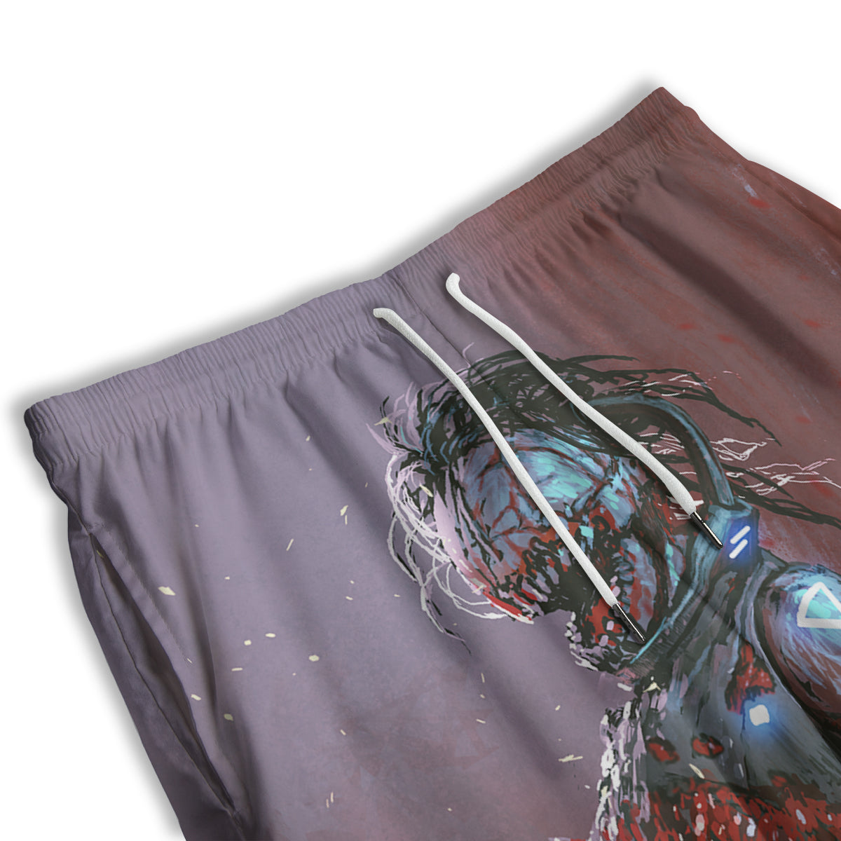 Watercolor Creepy Monsters Open Mouth Print Men's Athletic Shorts